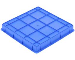 Ящик (лоток) пластиковый квадратный сплошной, 320х320х45 мм, синий [320320045-00]