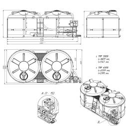 Комплекты полного слива ПВХ с заправочными модулями и площадкой для мотопомпы на две емкости TRF