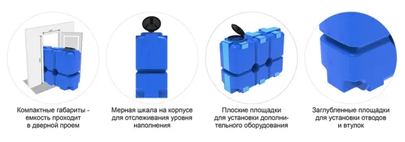 Емкость ST 2000л под плотность до 1.2 г/см3 с откидной крышкой синяя