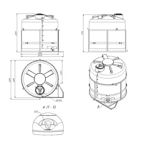Кассета 6,5м3 TRF (ПОЛНЫЙ слив) для КАС/ЖКУ