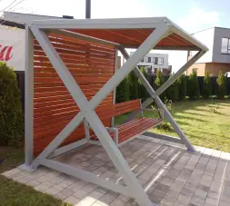 Качели парковые «Некст» с теневым навесом и задней стенкой