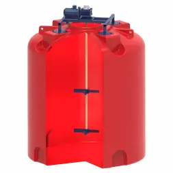 Емкость пластиковая для хранения удобрений (КАС/ЖКУ) ЭКОПРОМ TR с лопастной двухъярусной мешалкой, 10000 л, красный [121111.10000.000.001]