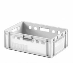 Ящик пластиковый для мяса Е2 (глубокой заморозки), 600х400х200 мм, белый