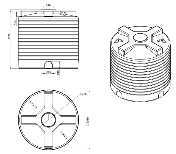 Ёмкость вертикальная 6000л усиленная красная