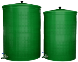 Бочка пластиковая садовая с краном 3/4" из латуни для дождевой воды и полива, 150л, зеленый [332]