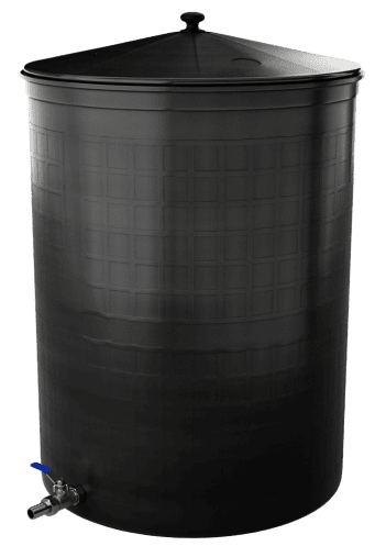 Бочка пластиковая садовая с краном 3/4" из латуни для дождевой воды и полива, 150л, черный [342]