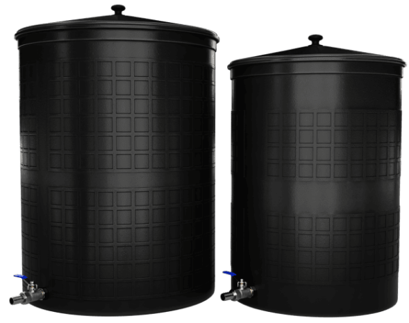 Бочка пластиковая садовая с краном 3/4" из латуни для дождевой воды и полива, 150л, черный [342]