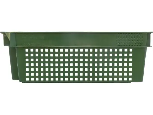 Ящик пластиковый перфорированный, 600x400x200 мм, 48 л, зеленый [102]