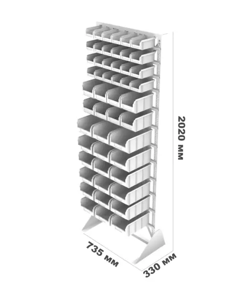 Стойка Стелла-техник односторонняя D1-04-02-06 с ящиками, 2020х735 мм