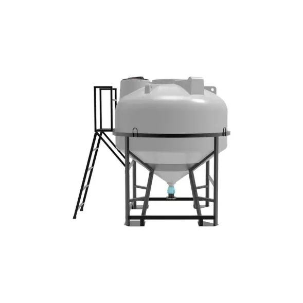 Емкость ЦКТ 3000 л с патрубком 90мм с фланцем под плотность до 1,2 г/см3 белая в обрешетке с лестницей
