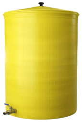 Бочка пластиковая садовая с краном 3/4" из латуни для дождевой воды и полива, 150л, желтый [372]