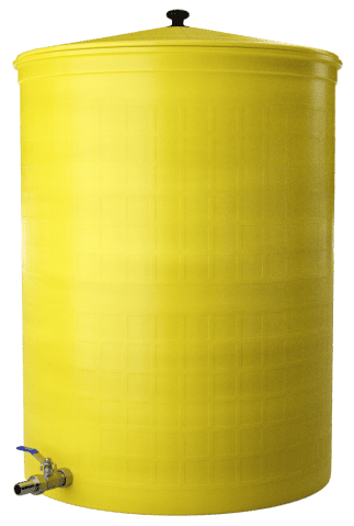Бочка пластиковая садовая с краном 3/4" из латуни для дождевой воды и полива, 150л, желтый [372]