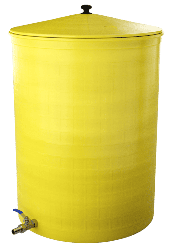 Бочка пластиковая садовая с краном 3/4" из латуни для дождевой воды и полива, 150л, желтый [372]