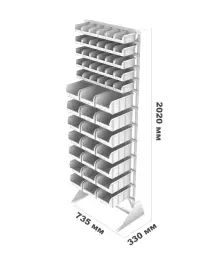Стойка Стелла-техник односторонняя D1-05-00-07 с ящиками, 2020х735 мм