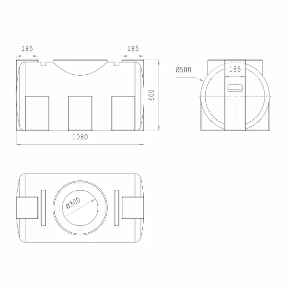 Емкость горизонтальная 250л синяя