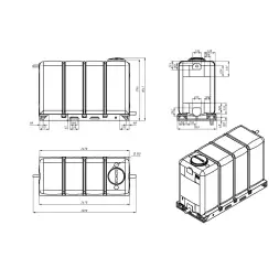 Емкость KR 4000л с 2 патрубками 90 и 63 мм белая с откидной крышкой в обрешетке New
