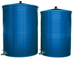 Бочка пластиковая садовая с краном 3/4" из латуни для дождевой воды и полива, 150л, голубой [362]