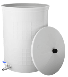 Бочка пластиковая садовая с краном 3/4" из латуни для дождевой воды и полива, 150л, белый [382]