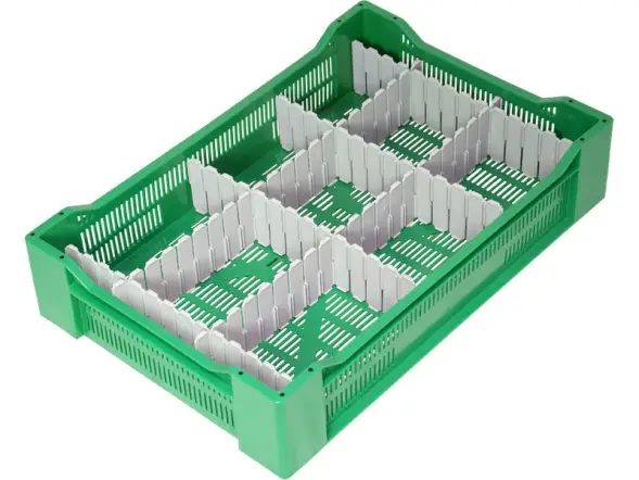 Ящик пластиковый перфорированный, 600x400x135 мм, 32,4 л, зеленый [119]