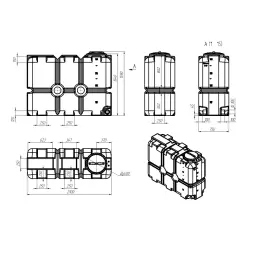 Емкость ST 2000л с патрубками 100мм оранжевая