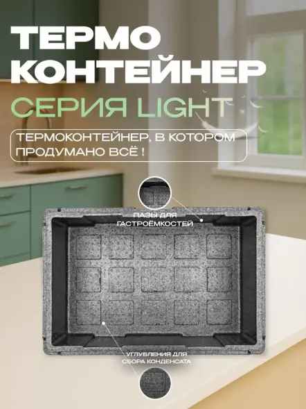 Термоконтейнер TERMOBOX Облегченный Light, 60 л, 600х400х400 мм, 30кг/м3