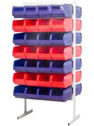 Стойка (стеллаж) двухсторонняя для хранения мелких предметов, 1000х400х2000 мм, 56 ящиков (5004), синий [7013-5004]