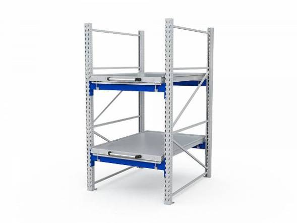 Стеллаж с выкатными платформами ДВК S-HEAVY 1000/900 (2 яруса хранения)