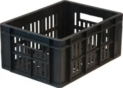 Ящик пластиковый перфорированный, 400x300x200 мм, 24 л, черный [302]