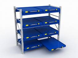 Стеллаж с выкатными платформами ДВК S-HEAVY 500 (4 яруса хранения)