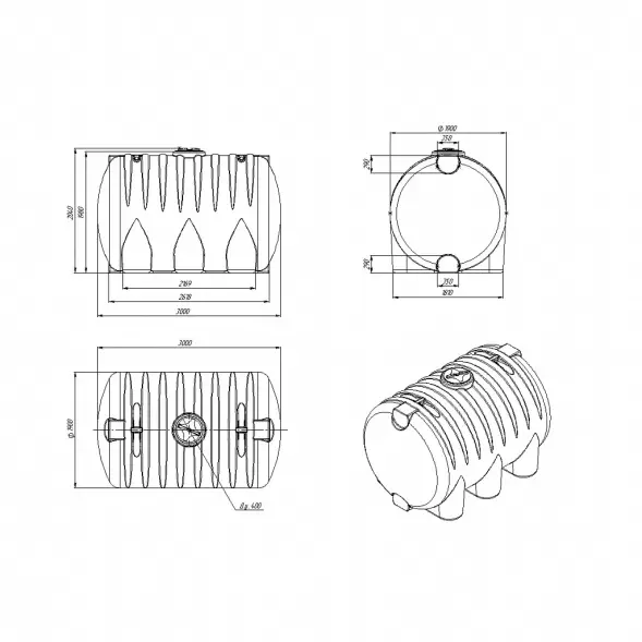 Емкость для хранения жидких минеральных удобрений (КАС, ЖКУ и др) 8000 HR с откидной крышкой красный
