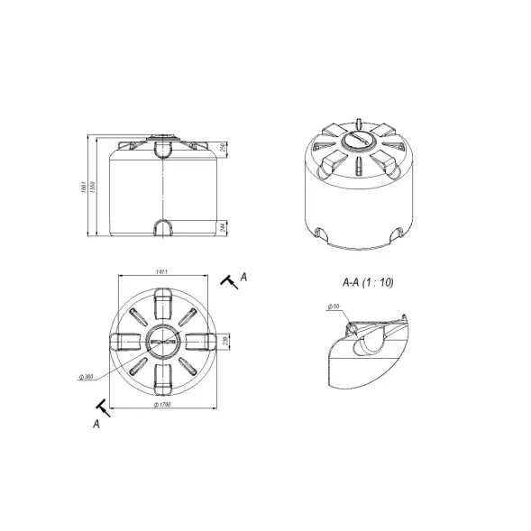 Емкость TR 3000 усиленная под плотность до 1.2 г/см3 синий