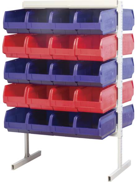 Стойка (стеллаж) двухсторонняя для хранения мелких предметов, 1000х400х1500 мм, 40 ящиков (5004), синий [7011-5004]