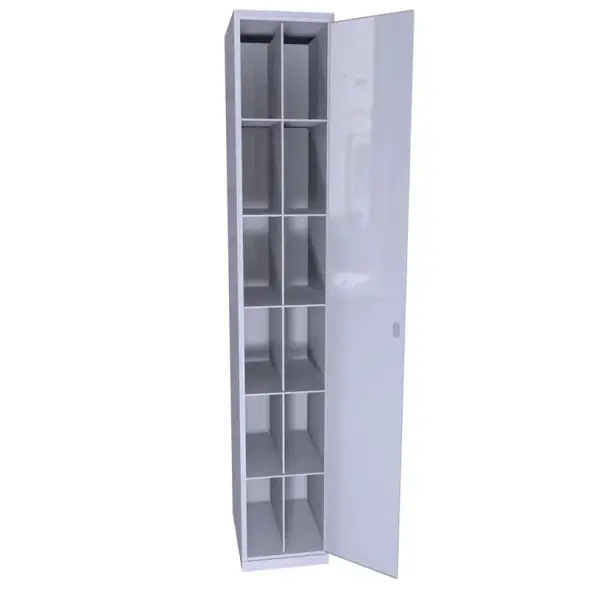 Металлический шкаф ХПГ 12 для СИЗ и противогазов 1800х300х400 мм с дверью Светло-серый