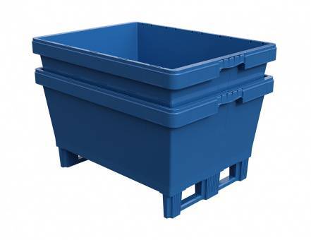 Контейнер пластиковый вкладываемый на полозьях INSTORE, 800х600х320 мм, синий [KVR 8634]
