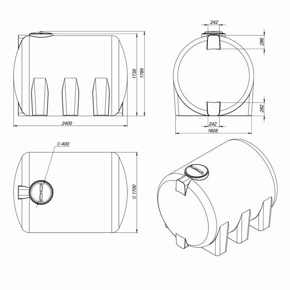 Емкость КАС 5000 H красный