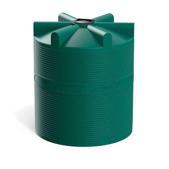 Емкость (резервуар) пластиковая вертикальная с крышкой, 10000 л, 400 мм, зеленый [TV10000S2]