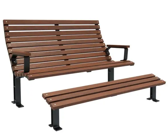 Скамейка стальная «Лакус» 2,0 м (с подставкой для ног)