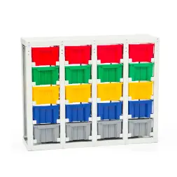 Стеллаж с направляющими Стелла-техник V3-20 стационарный, односторонний, 20 ячеек с ящиками