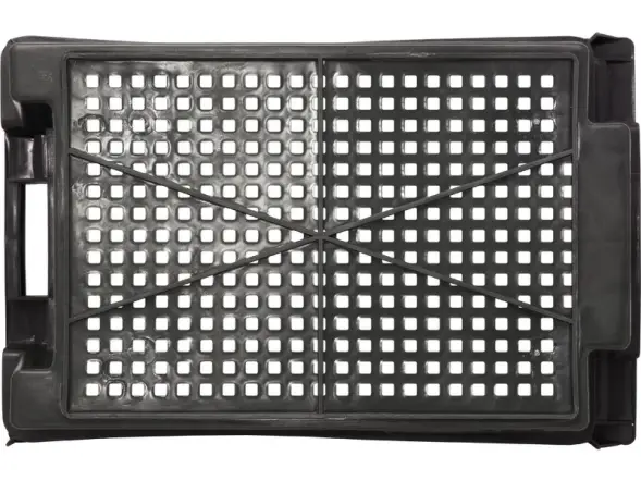 Ящик пластиковый перфорированный, 600x400x200 мм, 48 л, черный [102-У]