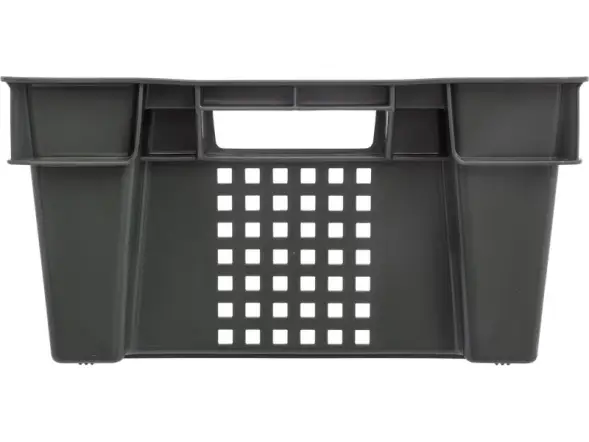 Ящик пластиковый перфорированный, 600x400x200 мм, 48 л, черный [102-У]