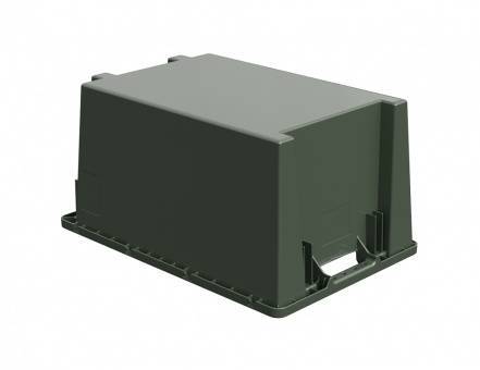 Ящик пластиковый поворотно-вкладываемый с зацепами для пакетов, 600х400х300 мм, зеленый [12.480.70 (KD6430.2)]