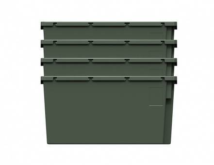Ящик пластиковый поворотно-вкладываемый с зацепами для пакетов, 600х400х300 мм, зеленый [12.480.70 (KD6430.2)]