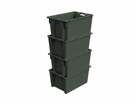 Ящик пластиковый поворотно-вкладываемый с зацепами для пакетов, 600х400х300 мм, зеленый [12.480.70 (KD6430.2)]