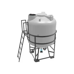 Емкость ЦКТ 5000 л с патрубком 110мм с фланцем под плотность до 1,5 г/см3 белая в обрешетке с лестницей