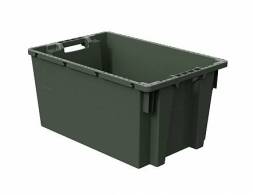 Ящик пластиковый поворотно-вкладываемый универсальный с зацепами, 600х400х300 мм, зеленый [12.480.PE.70 (KD6430.2)]