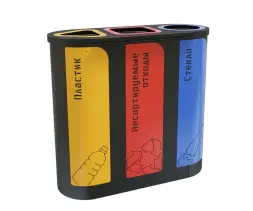 Урна для раздельного сбора мусора ПА043 Черная 9005, с наклейками