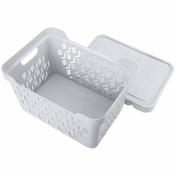 Ящик с крышкой универсальный Deluxe, 18л, светло-серый