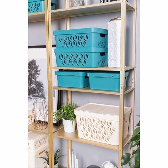 Ящик с крышкой универсальный Deluxe, 18л, светло-серый