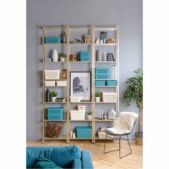 Ящик с крышкой универсальный Deluxe, 18л, светло-серый