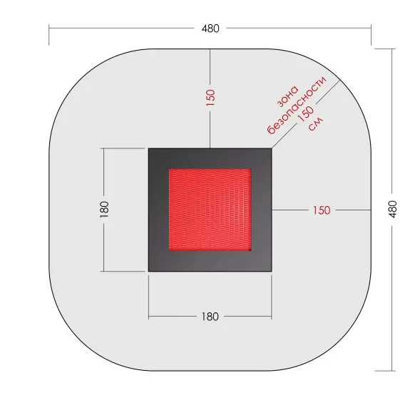 Встраиваемый батут «Квадрат 180»